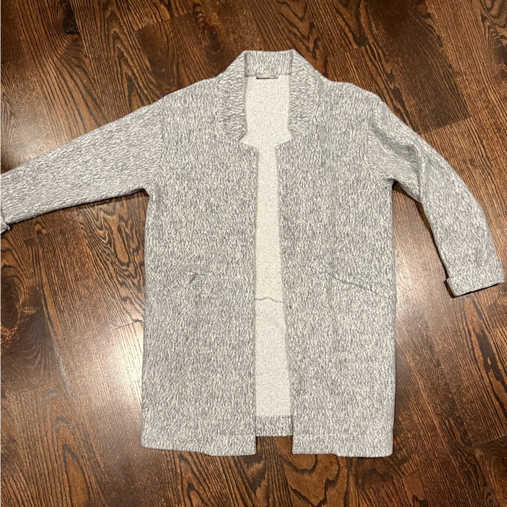 Zara Woman Gray Textured Knit Coatigan